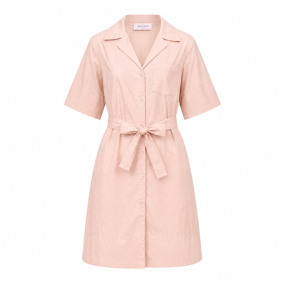 Robe chemise ceinturée en coton – Fil Blanc – MJ5424
