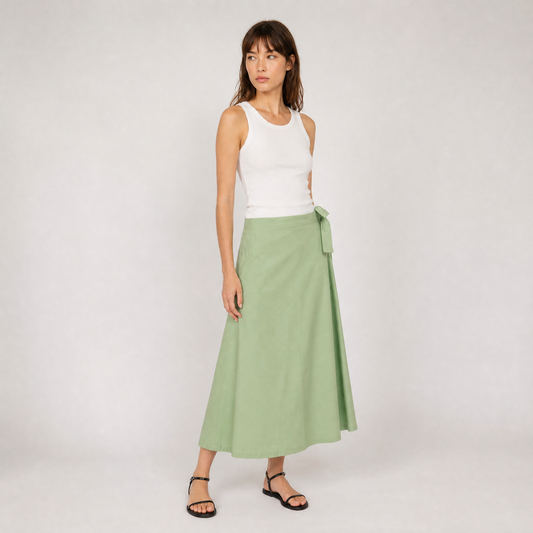Jupe portefeuille midi – Fil Blanc – MJ4108