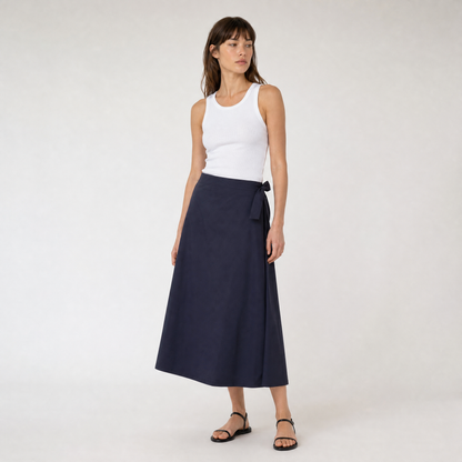 Jupe portefeuille midi – Fil Blanc – MJ4108