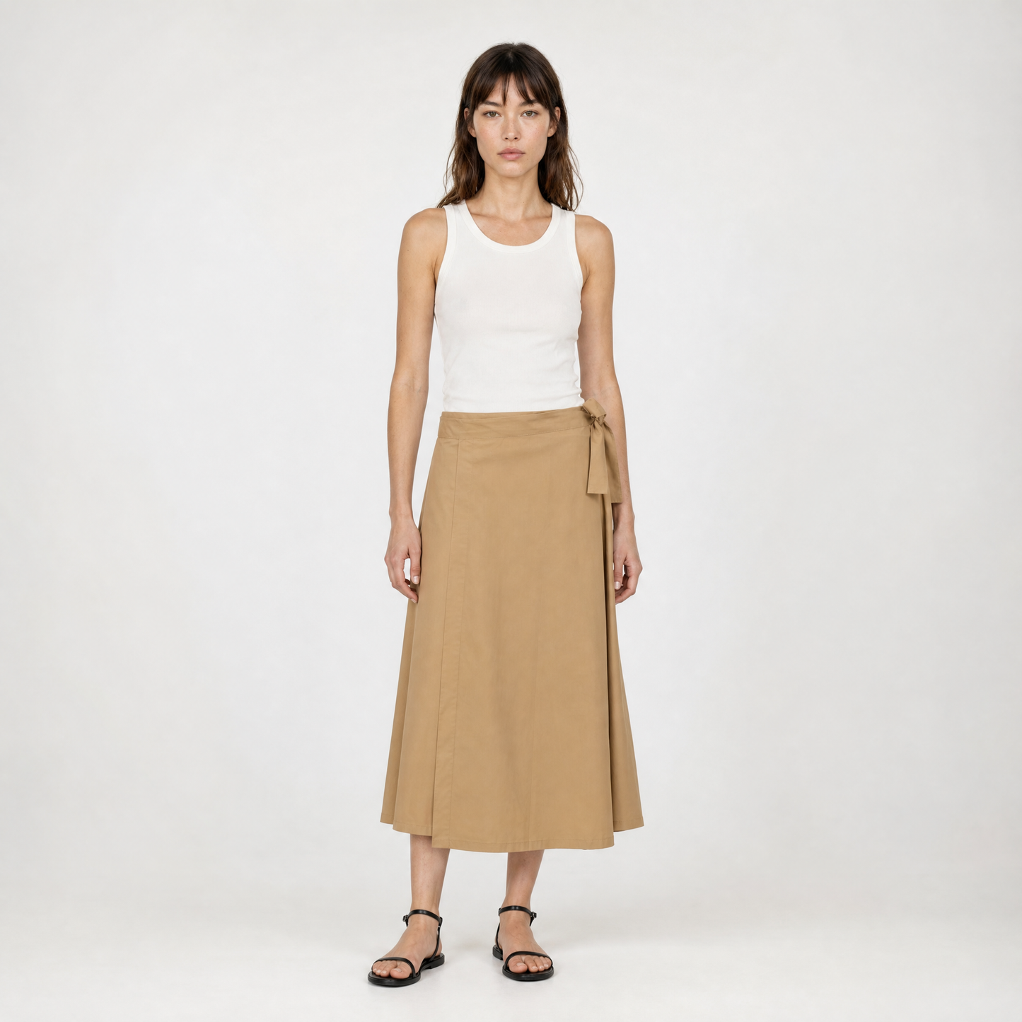Jupe portefeuille midi – Fil Blanc – MJ4108