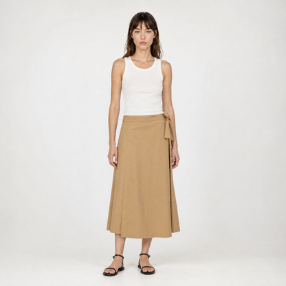 Jupe portefeuille midi – Fil Blanc – MJ4108