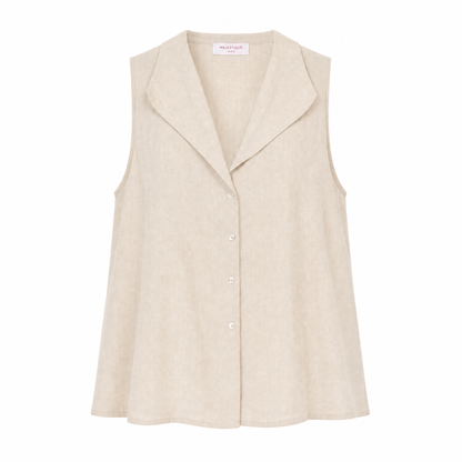 Blouse sans manches en lin – Méditerranée Claire – MJ5491-A