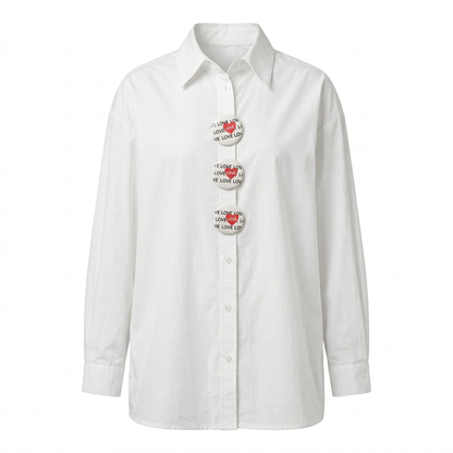 Cotton Statement-Button Shirt – Rive Céleste – MJ277129