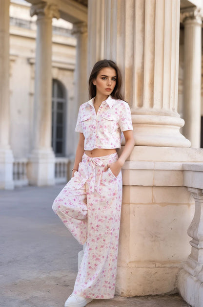 Chemise Courte Fleurie Brodée – Blossom Elegance – MJ255565
