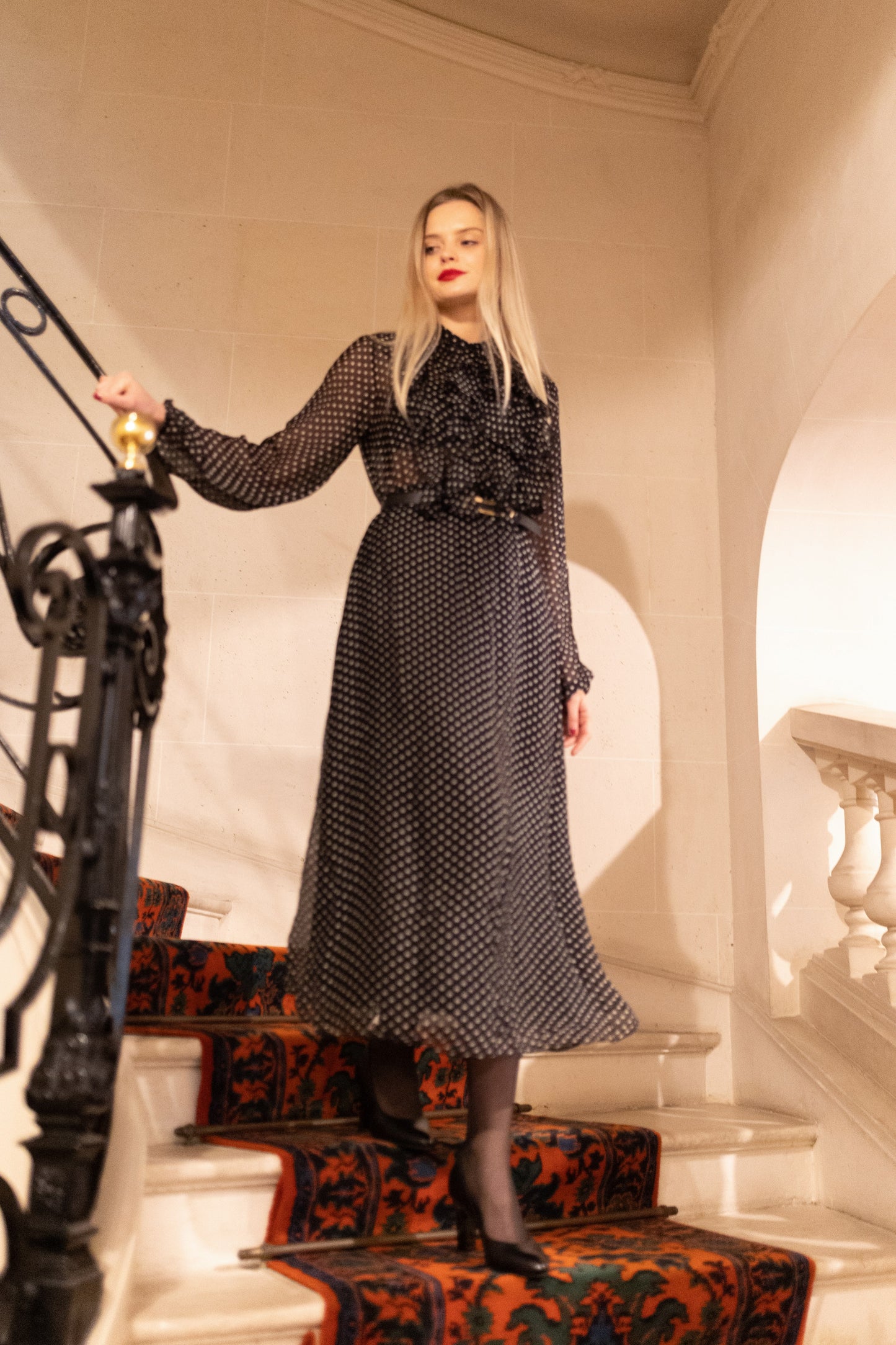 Midnight Whisper Ruffled Dress – Atelier Noire – CFM33047