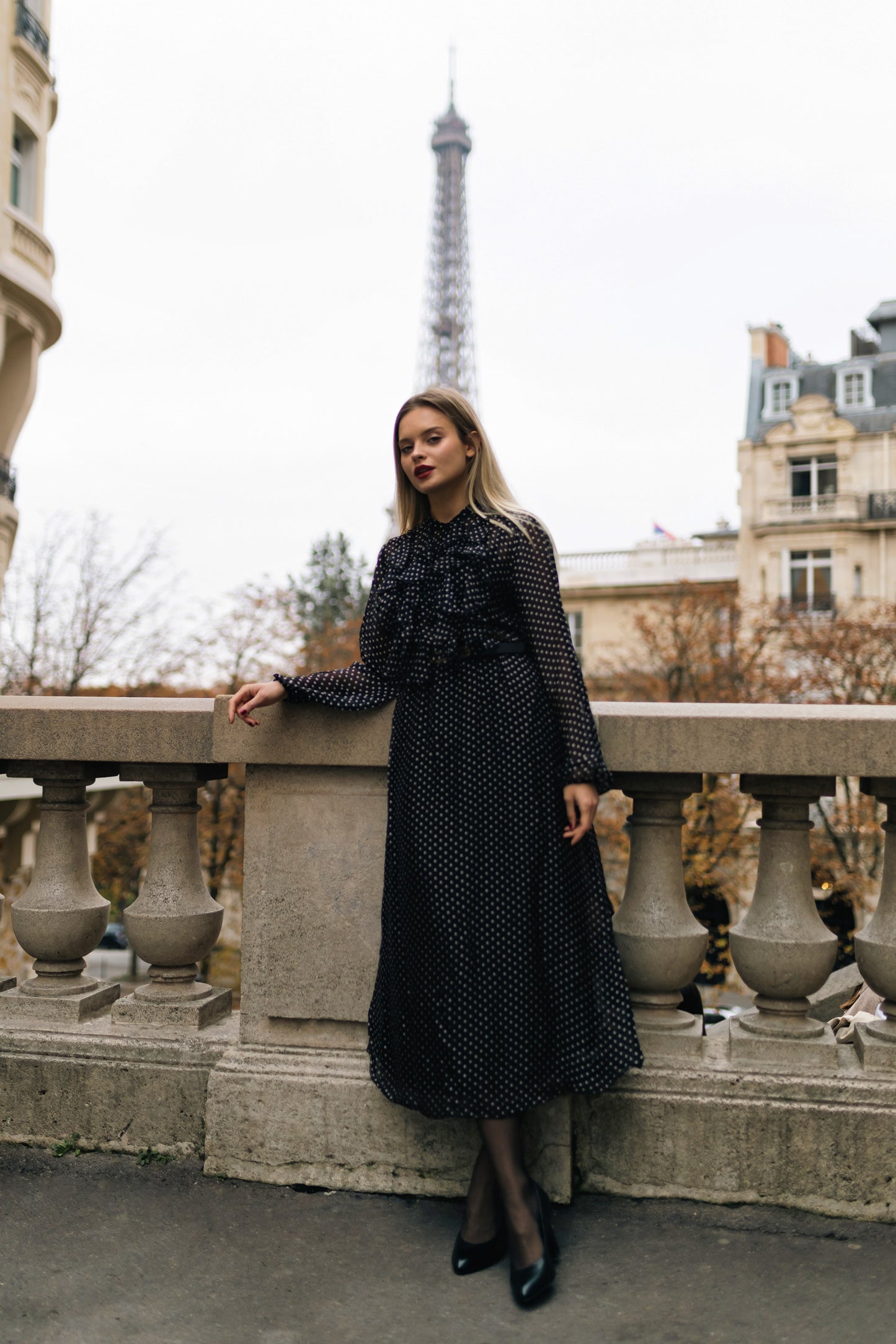 Midnight Whisper Ruffled Dress – Atelier Noire – CFM33047