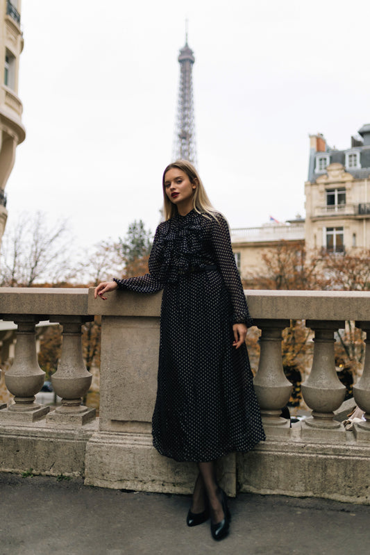 Midnight Whisper Ruffled Dress – Atelier Noire – CFM33047