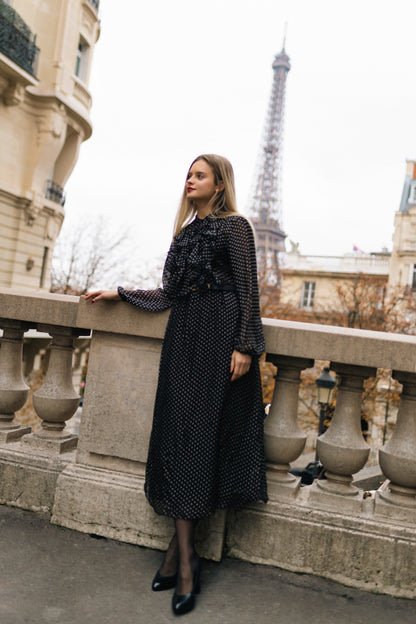 Midnight Whisper Ruffled Dress – Atelier Noire – CFM33047