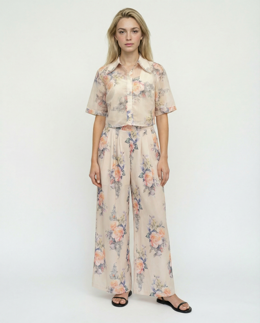 Pantalon Large à Motif Floral – Blooming Grace – MJ2500058