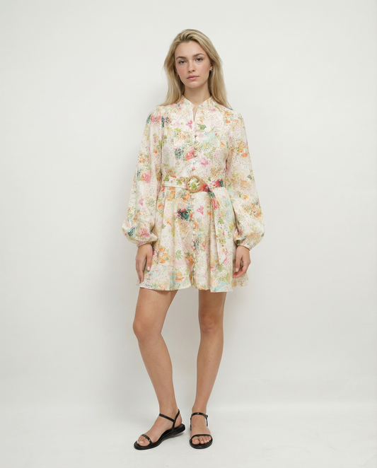 Robe Courte Ceinturée à Fleurs – Garden Reverie – MJ251368