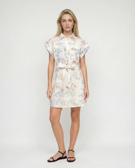 Robe Chemise Fleurie Brodée – Coastal Bloom – MJ251371