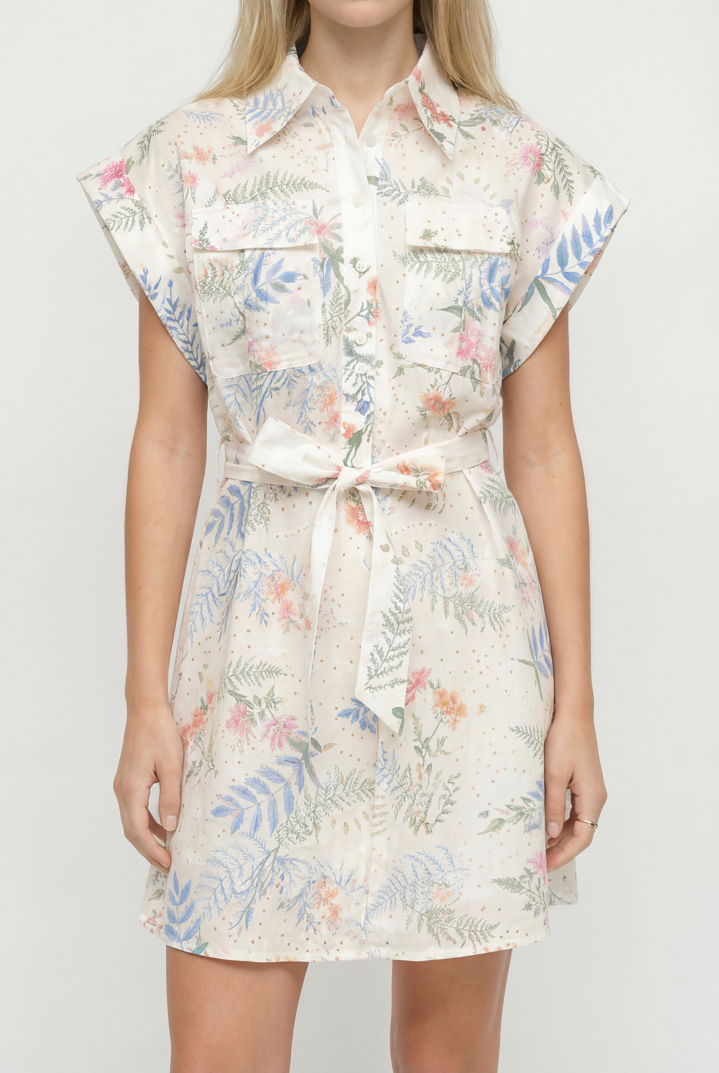 Embroidered Floral Shirt Dress – Coastal Bloom – MJ251371