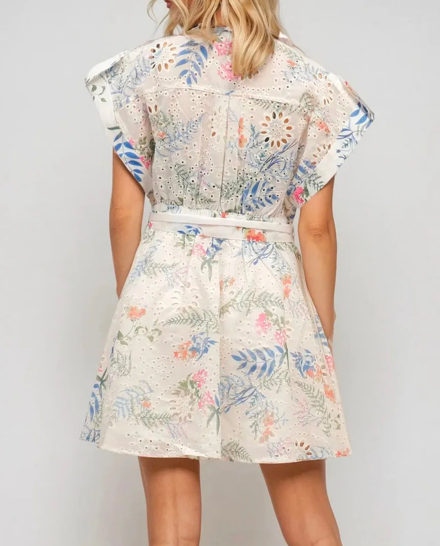 Embroidered Floral Shirt Dress – Coastal Bloom – MJ251371