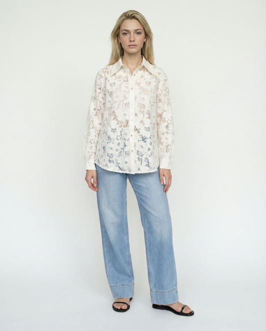 Chemise Boutonnée en Dentelle – Ethereal Essence – MJ254848