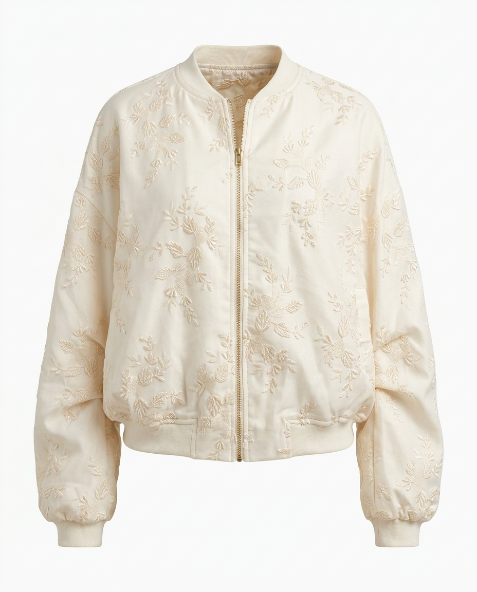 Blouson Bomber Brodé – Ivory Whisper – MJ255261