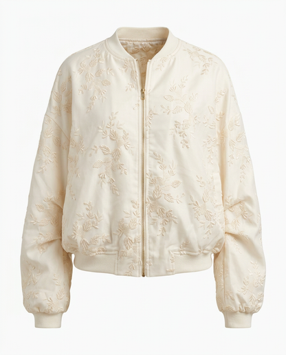 Blouson Bomber Brodé – Ivory Whisper – MJ255261