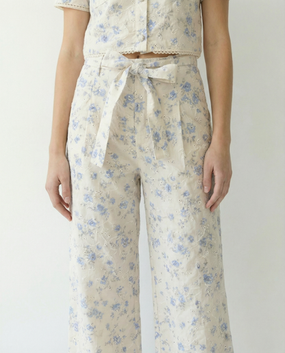 Embroidered Floral Wide-Leg Pants – Blossom Elegance – MJ255566