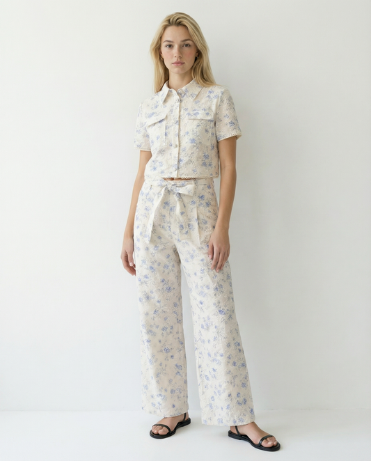 Pantalon Large Brodé Fleuri – Blossom Elegance – MJ255566