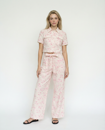 Embroidered Floral Wide-Leg Pants – Blossom Elegance – MJ255566