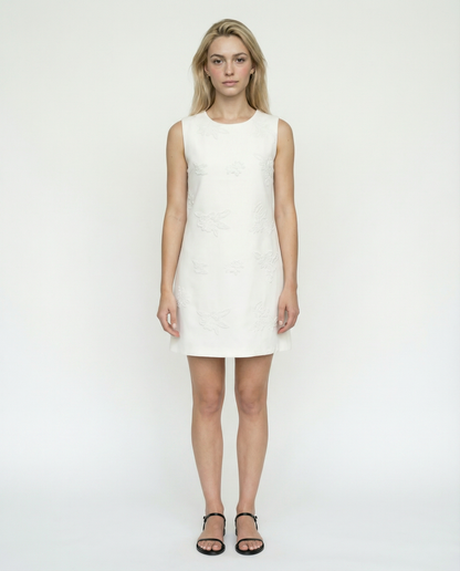 Sleeveless Embroidered Shift Dress – Ivory Grace – MJ256543