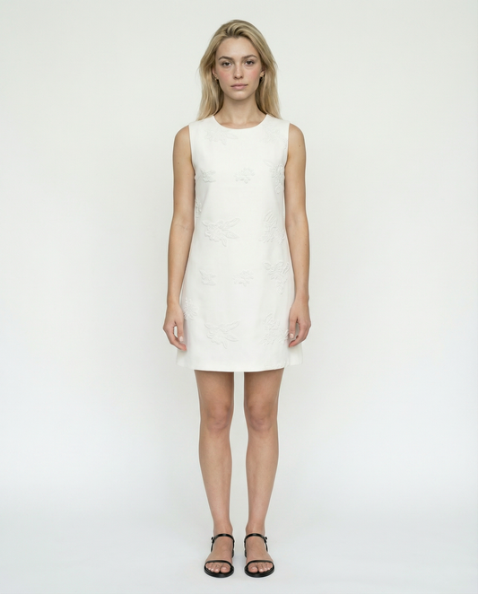 Sleeveless Embroidered Shift Dress – Ivory Grace – MJ256543