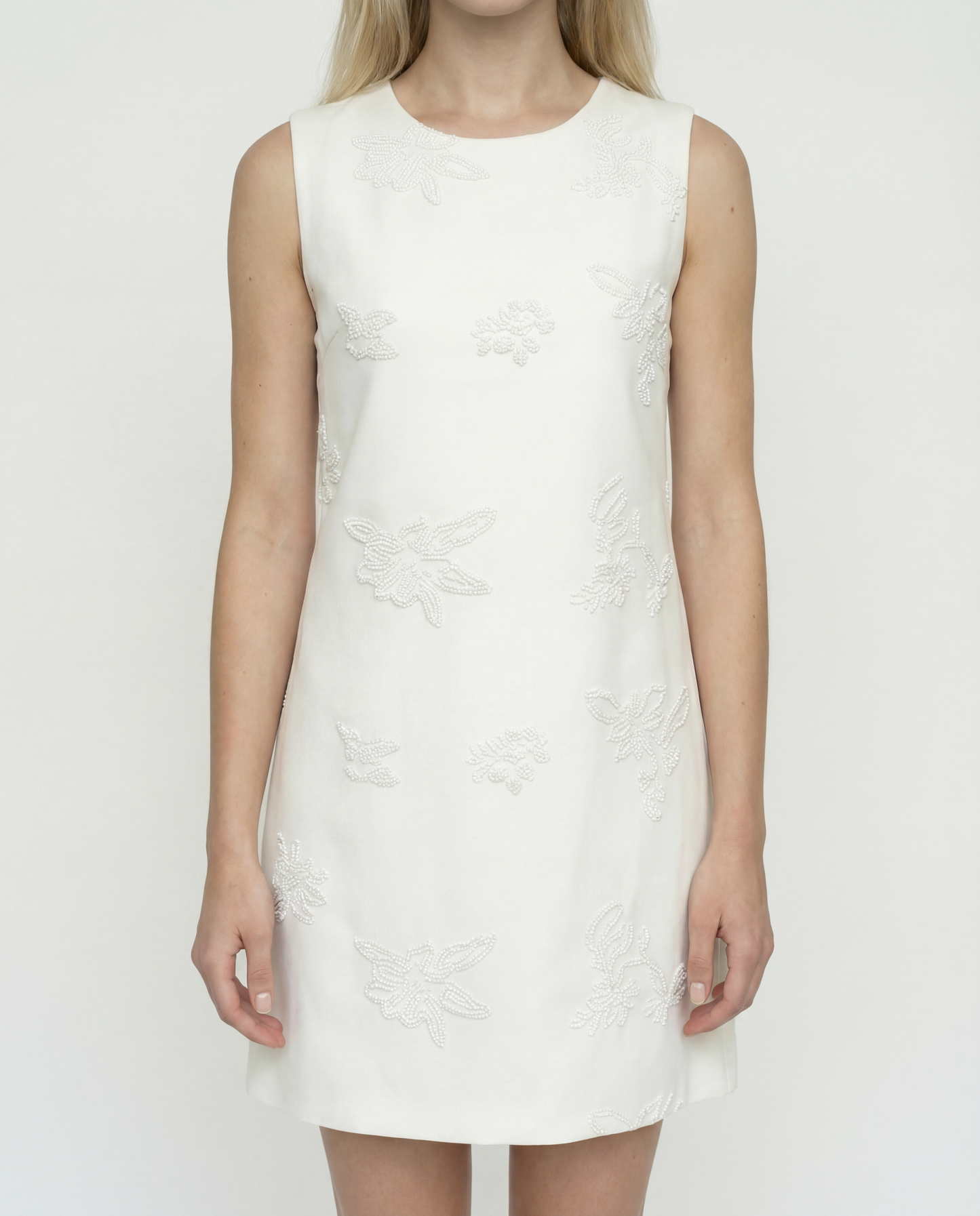Sleeveless Embroidered Shift Dress – Ivory Grace – MJ256543