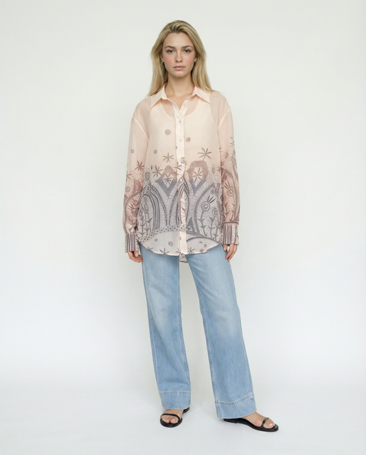 Chemise Transparente Imprimée Boutonnée – Mystic Nomad – MJ257460