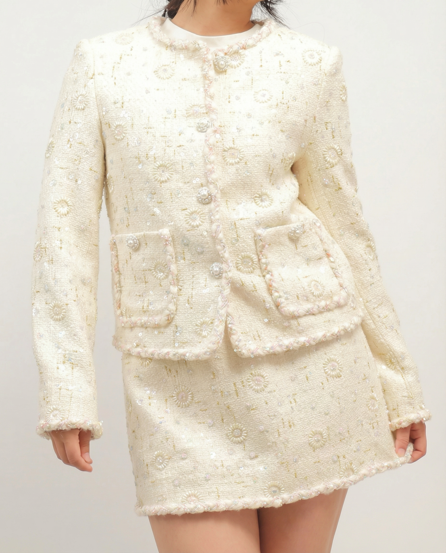 Textured Cream Jacket – Fleur Quietude – MJ260576