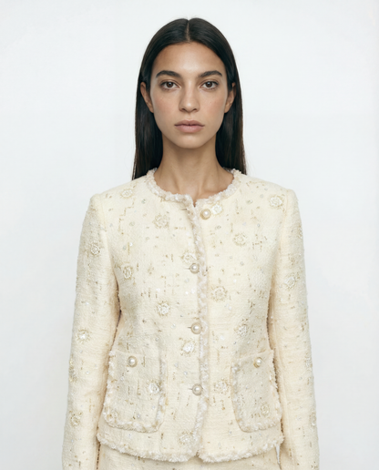 Textured Cream Jacket – Fleur Quietude – MJ260576