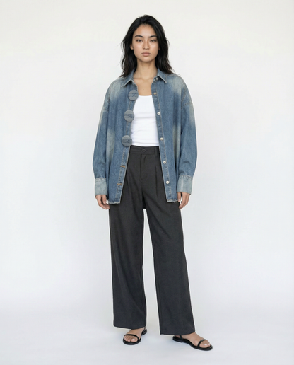 Oversized Denim Shirt – Moon Fade – MJ263763