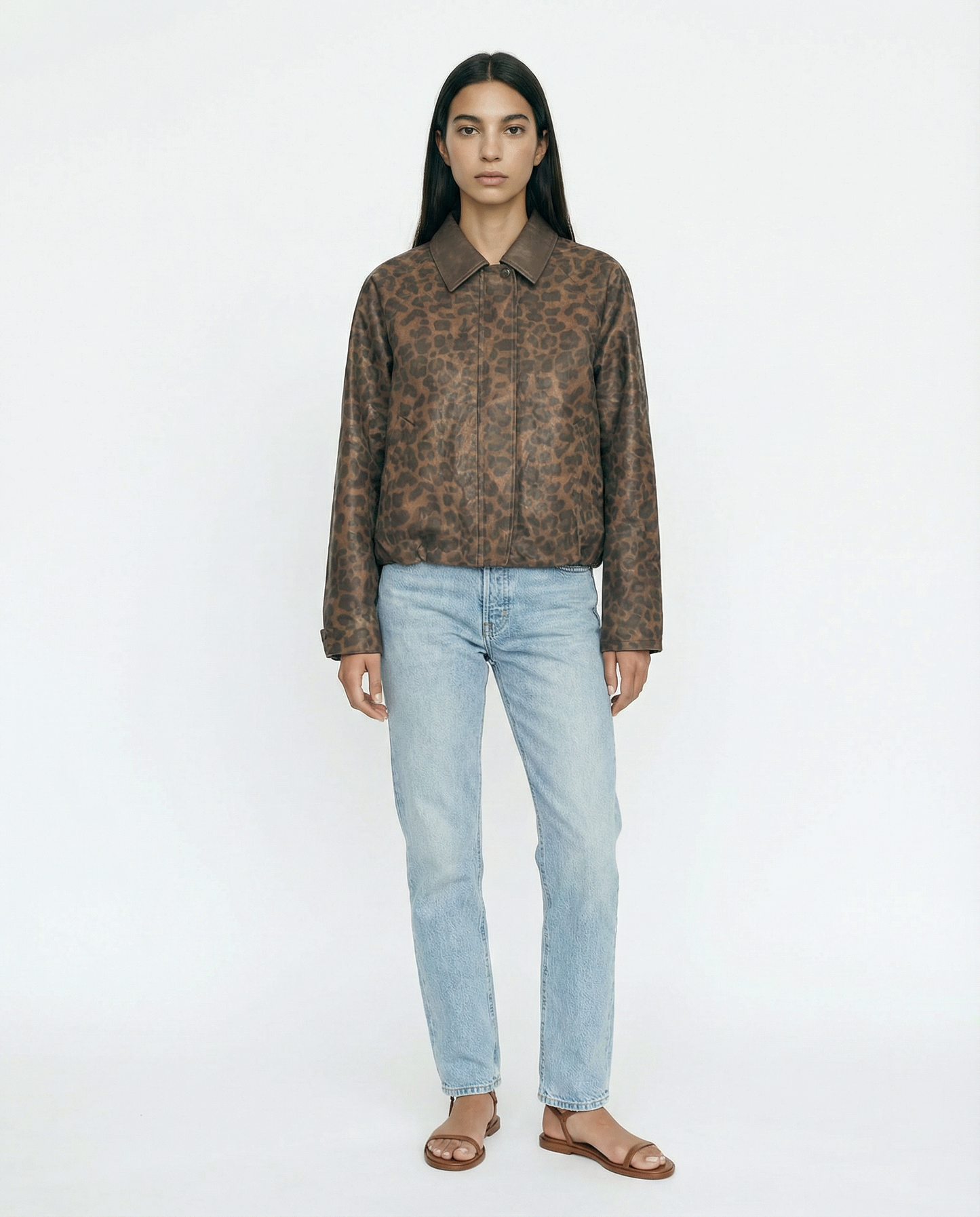 Leopard Faux Leather Jacket – Wild Code – MJ263916