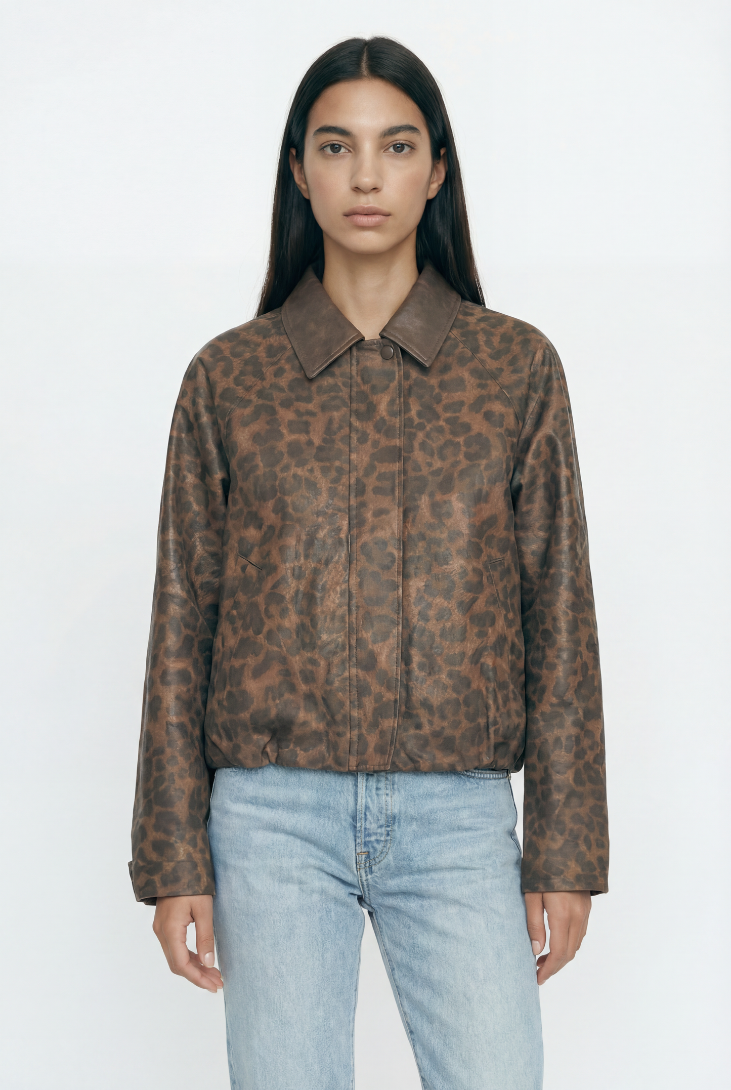 Leopard Faux Leather Jacket – Wild Code – MJ263916