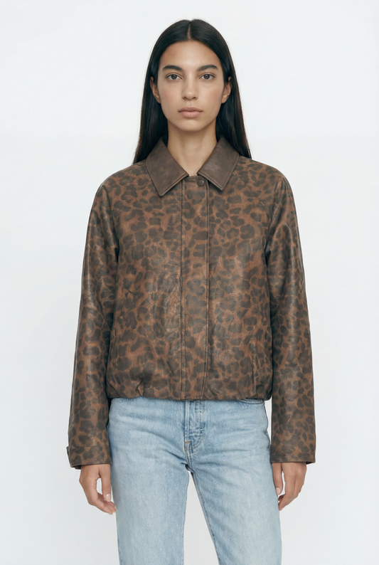 Veste Léopard en Similicuir – Wild Code – MJ263916