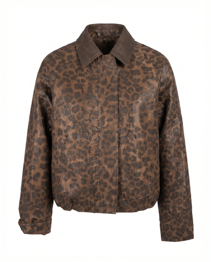 Leopard Faux Leather Jacket – Wild Code – MJ263916