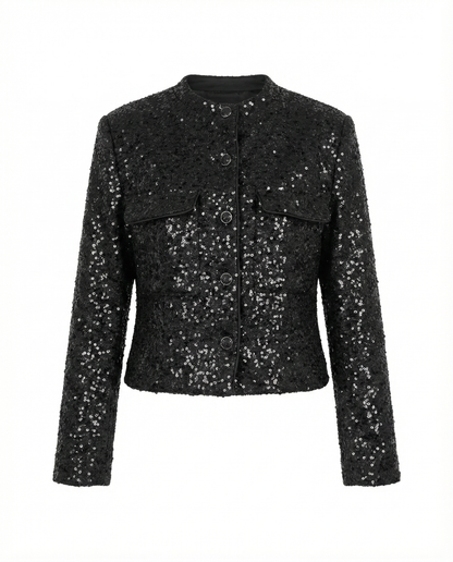 Paillette Cropped Jacket – Nuit Frisson – MJ264077