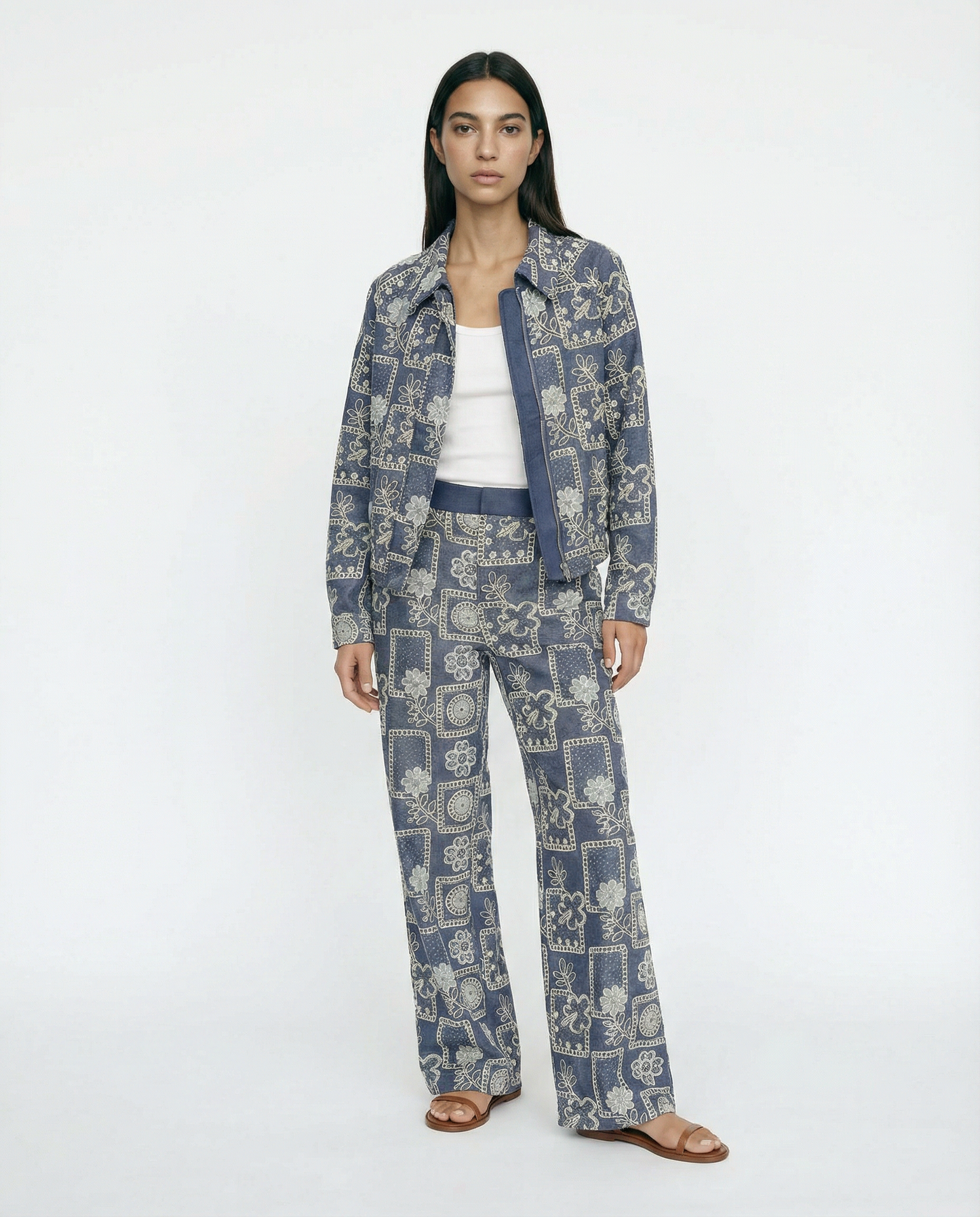 Patterned Shearling Jacket – Nordic Script – MJ264445