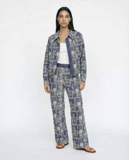 Patterned Shearling Jacket – Nordic Script – MJ264445