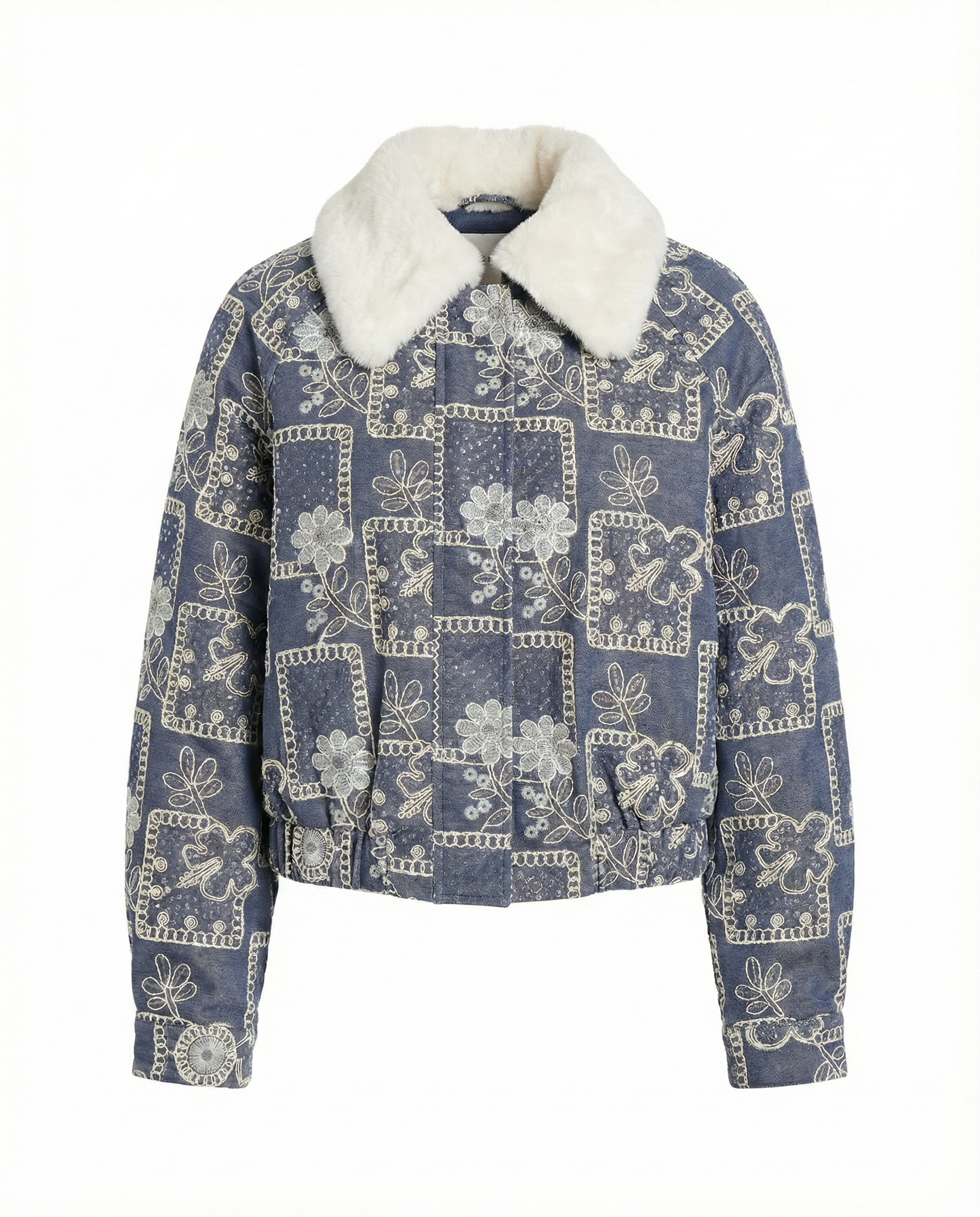 Patterned Shearling Jacket – Nordic Script – MJ264445