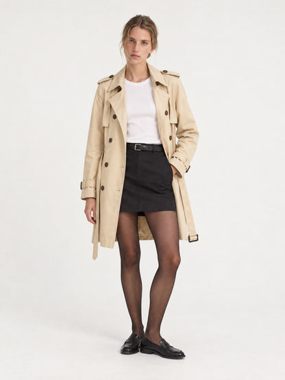 Sand soft belted trench MJ27003, worn open