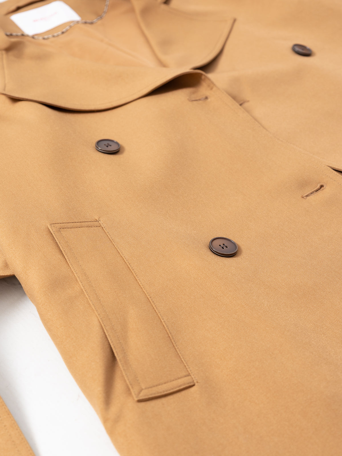 Camel structured belted trench MJ2732403, pocket detail