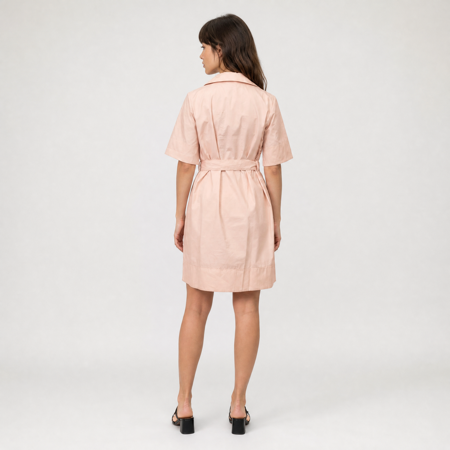 Robe chemise ceinturée en coton – Fil Blanc – MJ5424
