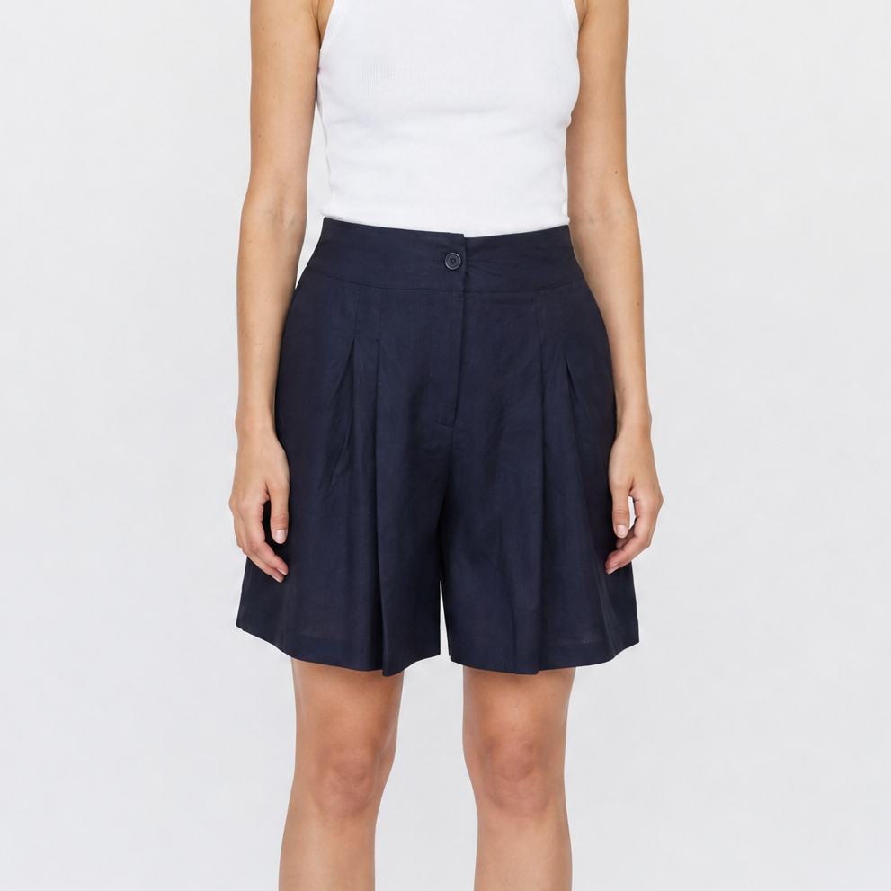 Short taille haute à plis – Méditerranée Claire – MJ1271-A