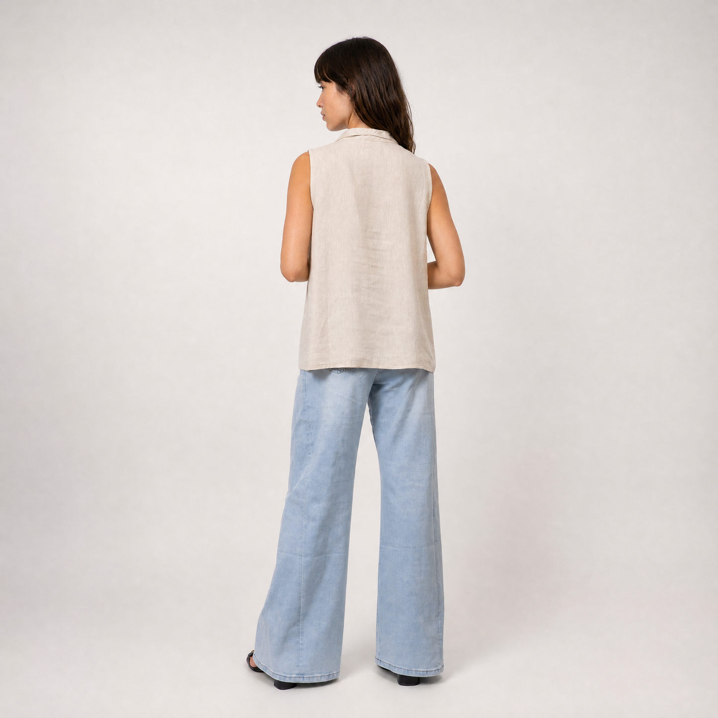 Blouse sans manches en lin – Méditerranée Claire – MJ5491-A