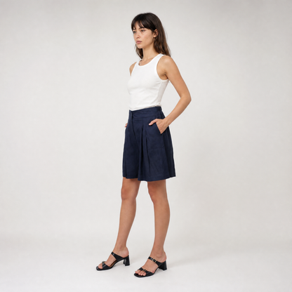 Short taille haute à plis – Méditerranée Claire – MJ1271-A