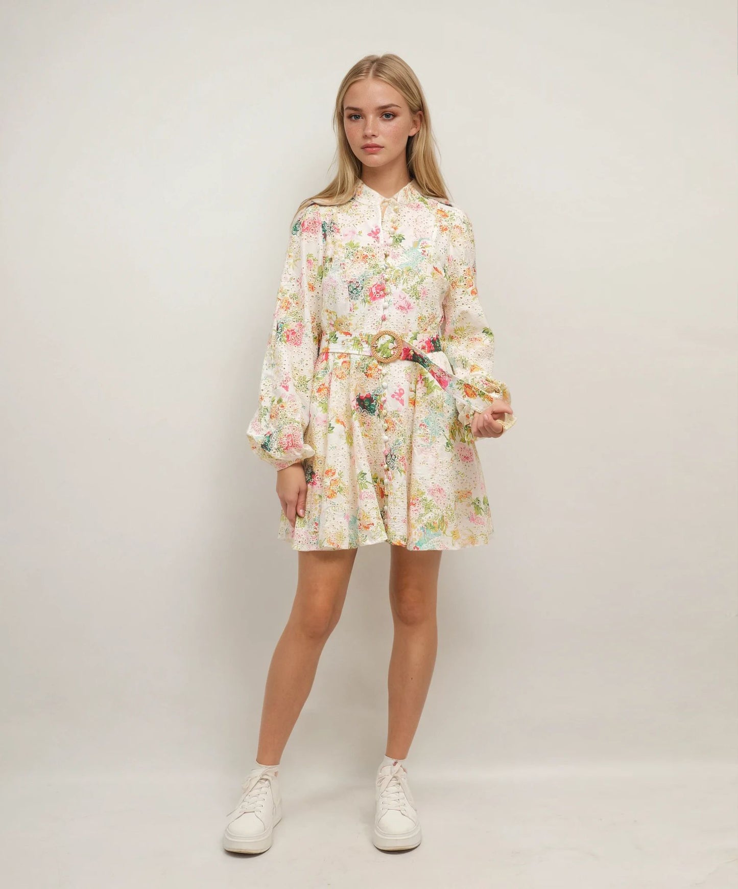 Robe Courte Ceinturée à Fleurs – Garden Reverie – MJ251368