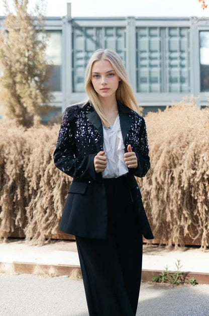Embellished Blazer – Midnight Glint – MJ260117