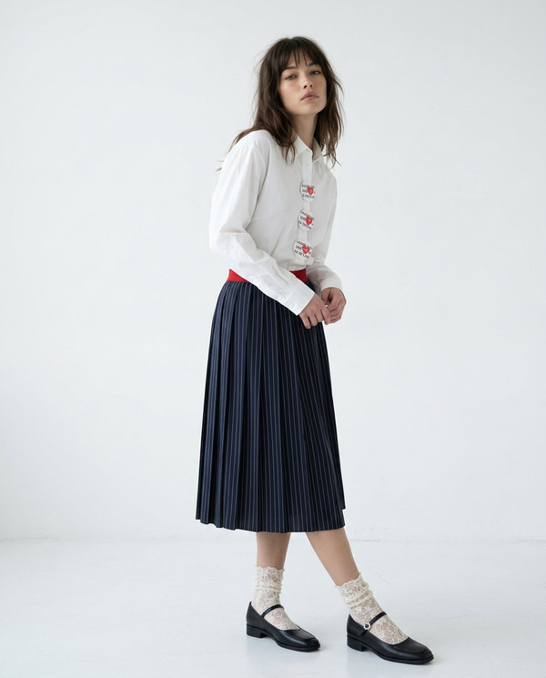 Pleated Pinstripe Skirt – Ligne Nocturne – MJ270412